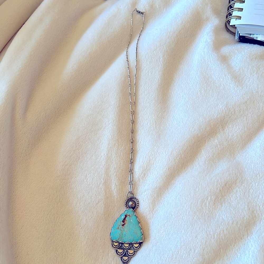 18 in sterling silver 9.25 and turquoise custom mermaid necklace